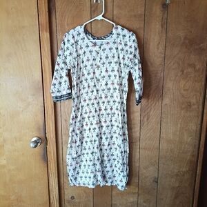 RAAHI Boho Floral Kurti Tunic Top Women’s Size XL 3/4 Sleeve Indian Print